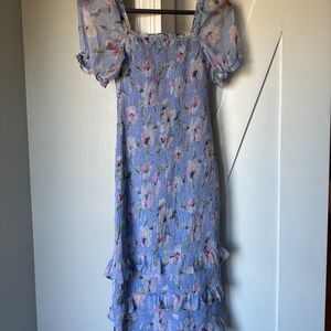 Abercrombie and Fitch smocked dress in blue floral